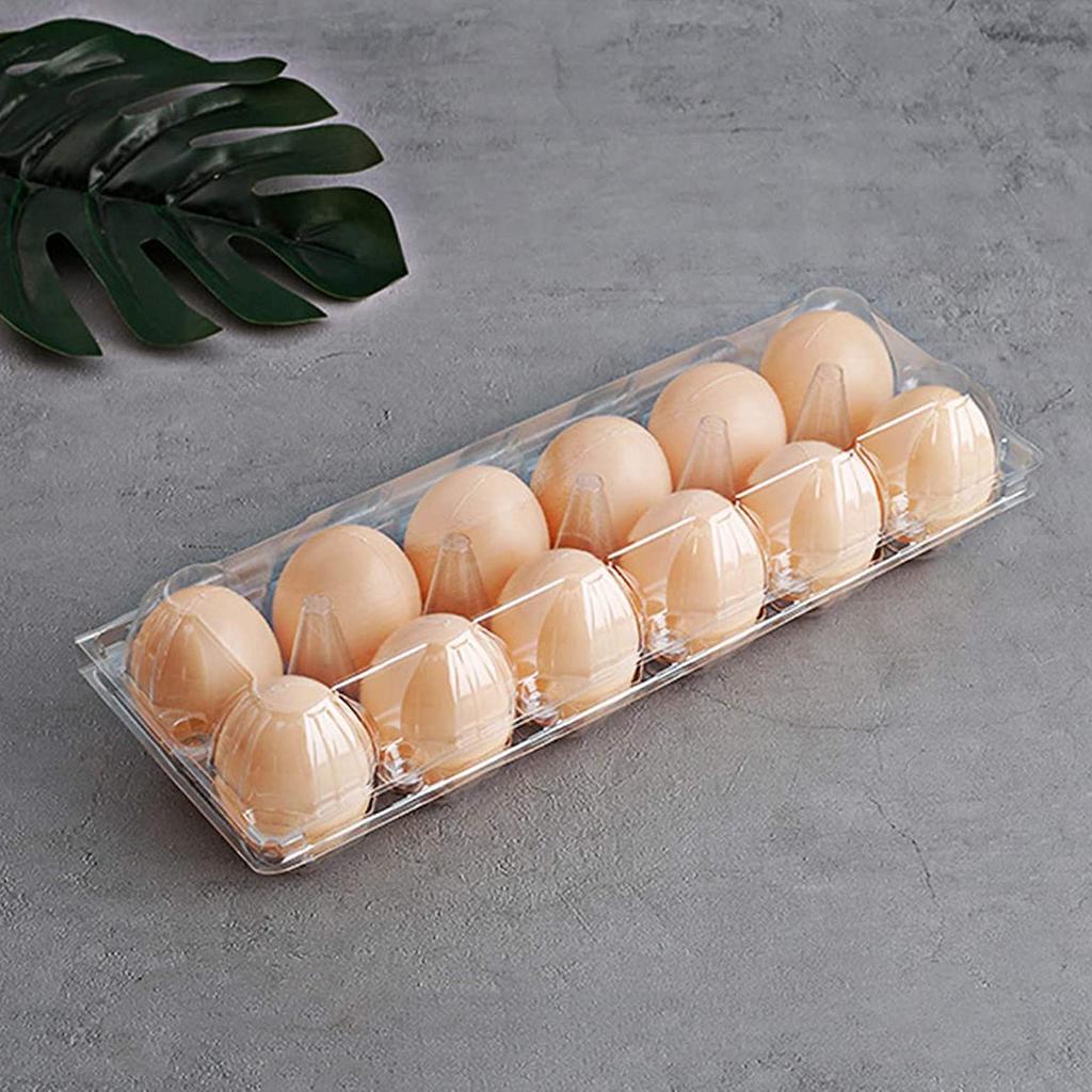 24Pcs Plastic Egg Cartons Bulk Clear Chicken Egg Tray Holder for Family Pasture Chicken Farm Business Market- 12 Grids