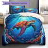 UnderwaterWorld Pattern Bedding Quilt Set Quilt Cover Pillowcase Home Decoration Birthday Gift (1 * Duvet Cover + 2 * Pillowcase, Without Core)
