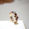 Luxury Female Blue Red Rainbow Zircon Stone Finger Ring Vintage Rose Gold Color Wedding Band Bridal Jewelry For Women