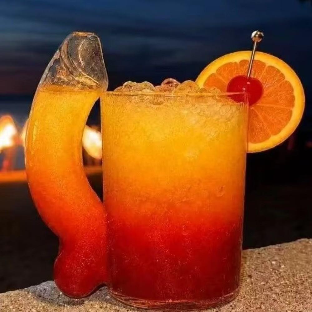Vaso Creativo Transparente Divertido con Forma de Copa D con Asa Vidrio Grueso para Whisky Vaso Grande de Cerveza Hogar