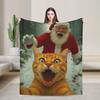 Cat Selfie with Santa Blanket Quality Soft Warm Bedding Throws Winter Students Living Room Fashion Bedspread