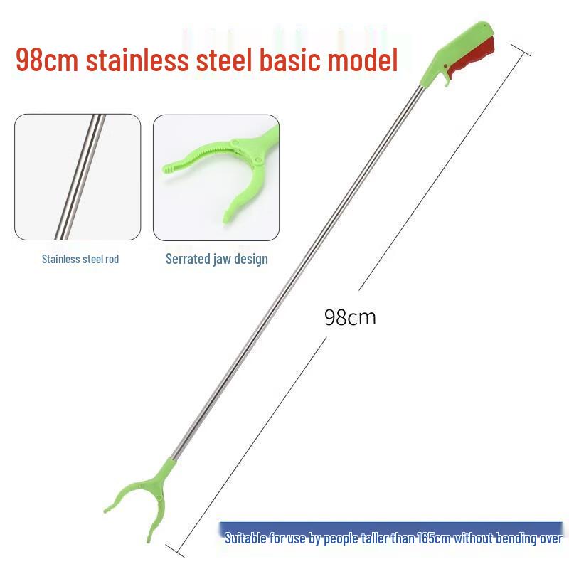 HANDUNYOU Long-Handle Stainless Steel Garbage Picker Tongs
