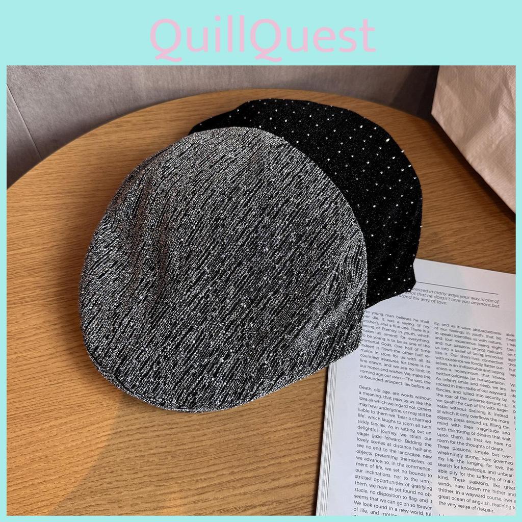 Spots Color Solid Artistic Vintage Women Cap Rhinestone Breathable Fabric Autumn