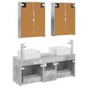 5 Piece Bathroom Furniture Set Concrete Grey Engineered Wood & Glass