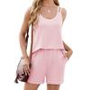 Summer New Arrivals Women's Color Block Crew Neck Pocket Shorts Set Casual Outfit