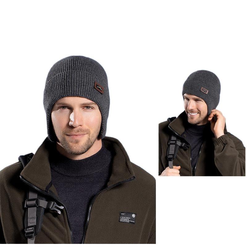 Zimowa ciepła dziana wełniana czapka polarowa czapka na zimno męska outdoorowa rowerowa ochrona uszu nakrycie głowy