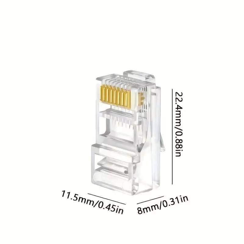 50 Stück RJ45 Stecker Stecker Netzwerk Ungeschirmt RJ45 Perforierter Kristallkopf Netzwerkkabel