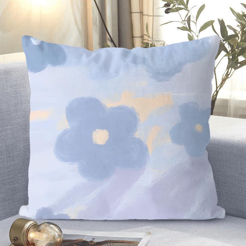 Ins Style Small Fresh Flower Pattern Decorative Pillowcase Living Room Bedroom Square Cushion Pillowcase