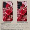 Rose Print Embellished Pattern Tempered Glass Phone Case for Samsung Galaxy S26 S25 S24 S23 S22 S20 FE/PLUS/ULTRA Anti Drop