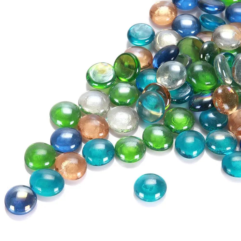 200pc Glass Pebbles Stones Home Ornament Supply Cobblestones Garden Fish Tank Aquarium Decor Decorative Marbles Mixed Color