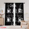 2pcs,2D Plane Printing Print Curtains Chalk Coffee Cups Versatile Polyester Fabric (without Rod) Decorations For Home Ldeal for