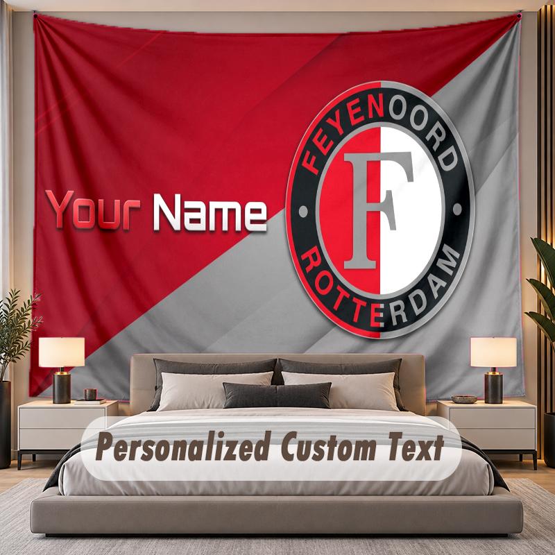 Custom Name Text Tapestry Feyenoord Personalized Polyester Wall Tapestry For Bedroom And Room