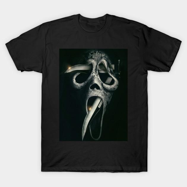 

Men Black Print T-shirt Scream Movie No-Cut Transfer Paper Print Cotton Tshirt S чорний