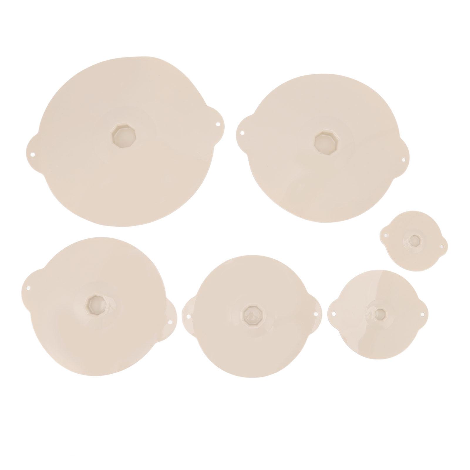 

6Pcs Food Can Lids Food Grade Heat Resistant Sealing Leakproof Silicone Suction Lids Pot Cover for Pots Pans Bowls Beige L