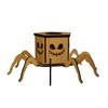 Halloween Lighted Pumpkin Lantern LED Wooden Spider Pumpkin Lamp with Spooky Face for Halloween Party Home Yard Decor