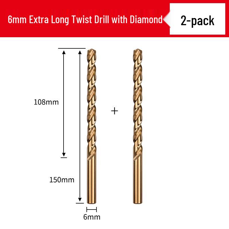 Cobalt Extra-Long High-Strength Alloy Twist Drill Bit for Stainless Steel and Woodworking