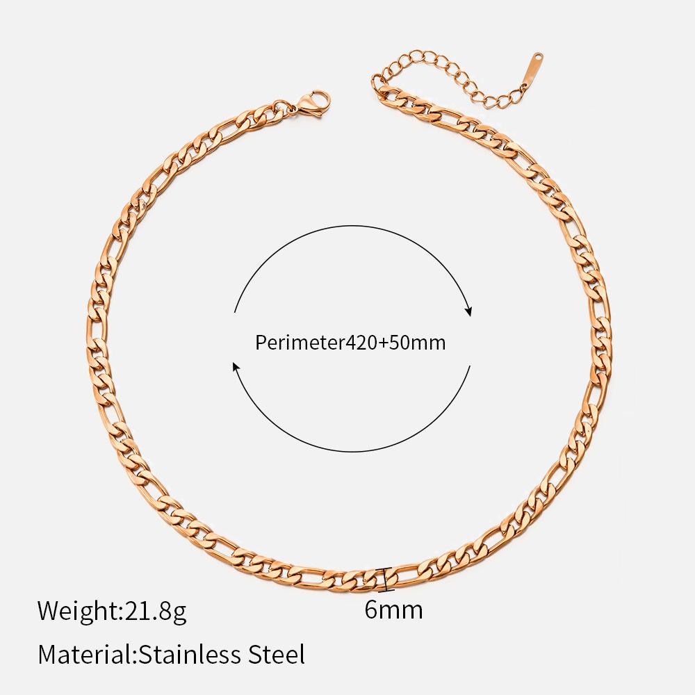 European and American Fashion Niche Design Stainless Steel Necklace Popular Real Gold Electroplated Cuban Chain Women's Necklace