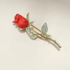Sparkly Rhinestone Rose Brooch Creative Beautiful Flower Jewelry for Women Office Meeting Attire Decor Accessory