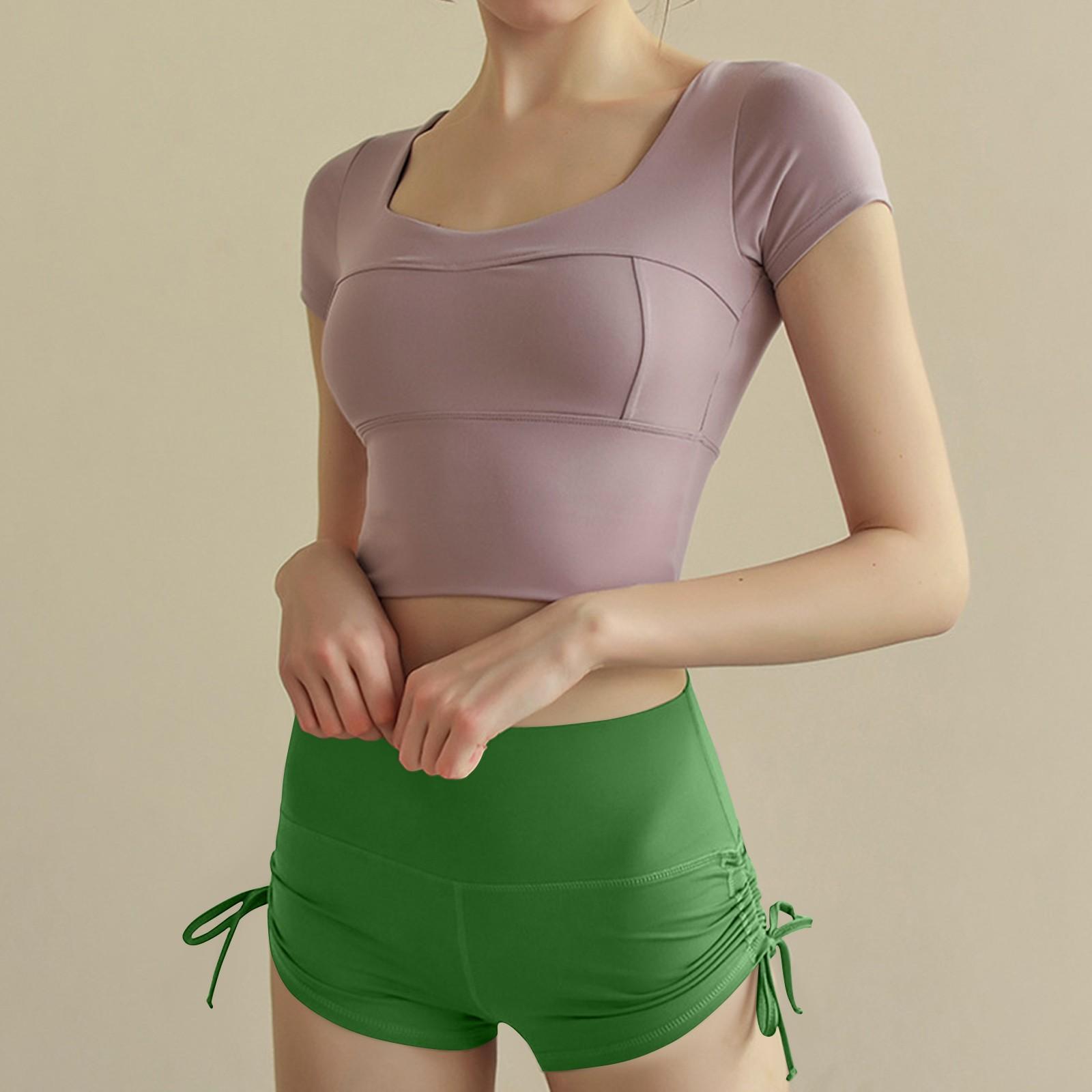 

Женские стильные однотонные быстросохнущие дышащие брюки для йоги с тремя точками крепления M зелёный