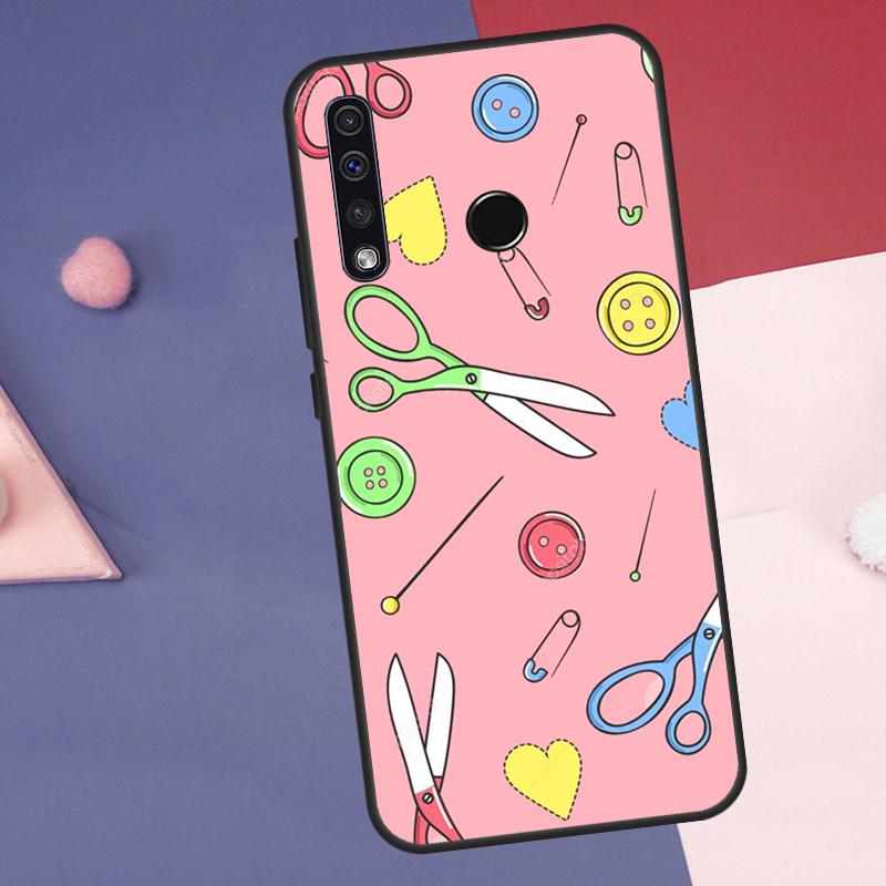 Sewing Scissors Buttons Case For Huawei Nova 12s 12i 11i 8i 7i Y73 Y70 Y90 Y60 Y72 Y61 Y91 9 10 SE P40 Lite P30 Pro