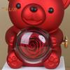 Preserved Rose Hug Bear Gift Box with Handbag Eternal Flower Rotating Bear Jewelry Holder for Women Valentine's Day Anniversary