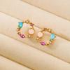Korean Sweet Colorful Rhinestone Wreath Stud Earrings for Women Flower Crystal Round Earring Party Birthday Jewelry Brincos Gift