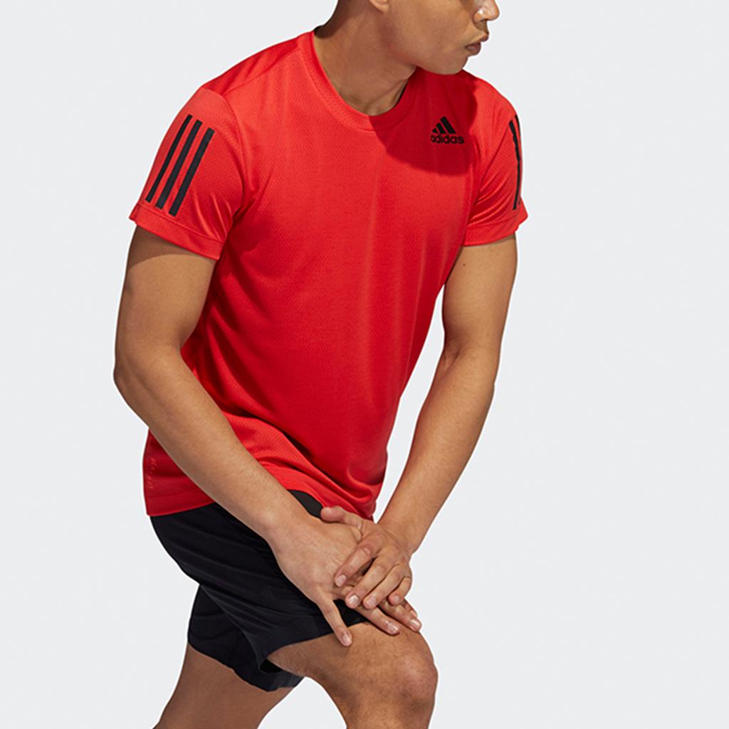 adidas T Shirts Men's Red Crew Neck Moderate Straight Fit H11108