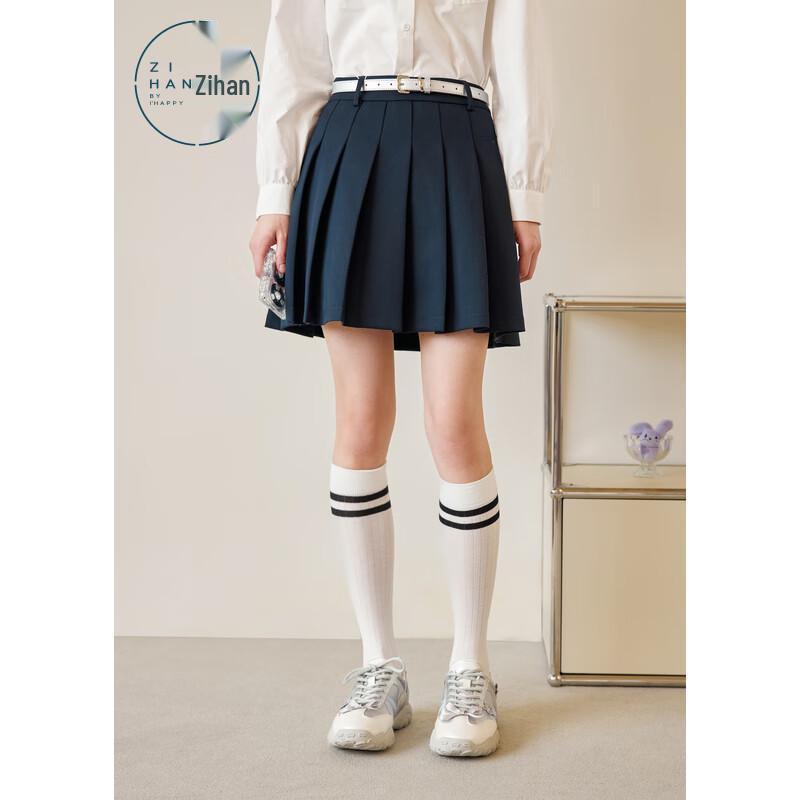 ZIHAN Women s Pleated High-Waist Mini Skirt L
