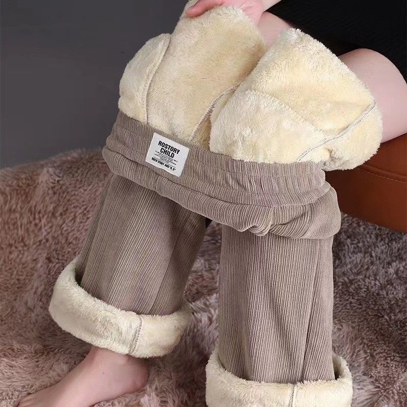 

Winter Women HighWaist Korean Fleece Lined Wide Leg Pants Casual Thicken Warm Baggy Sweatpants Lamb Fluff Straight Pantalones XXXL хакі