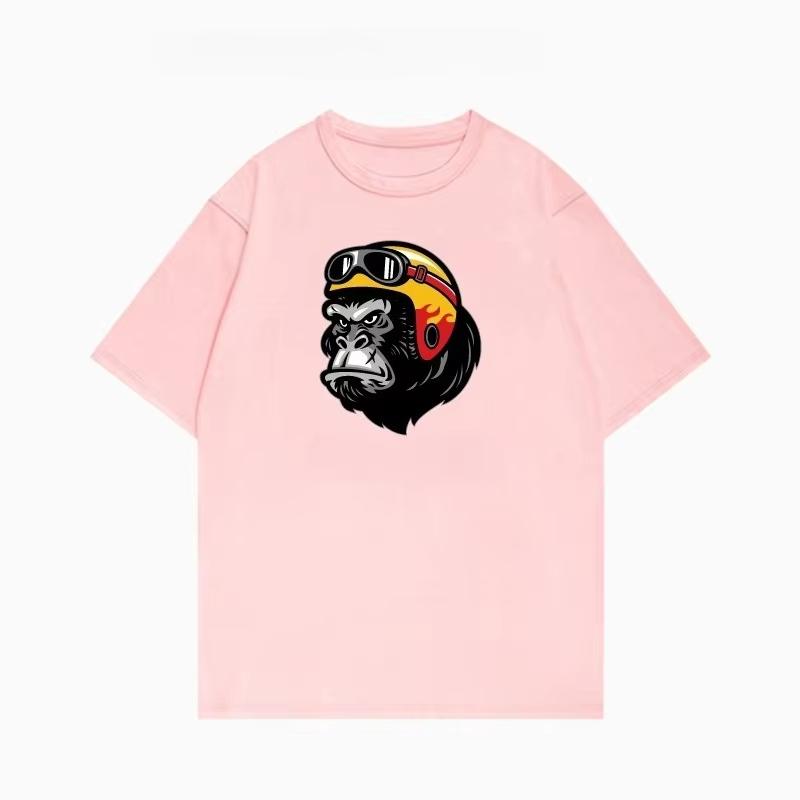 

2025 Summer Trend Gorilla pattern printed T-shirt loose and casual short-sleeved cotton couple tops for men and women 4XL