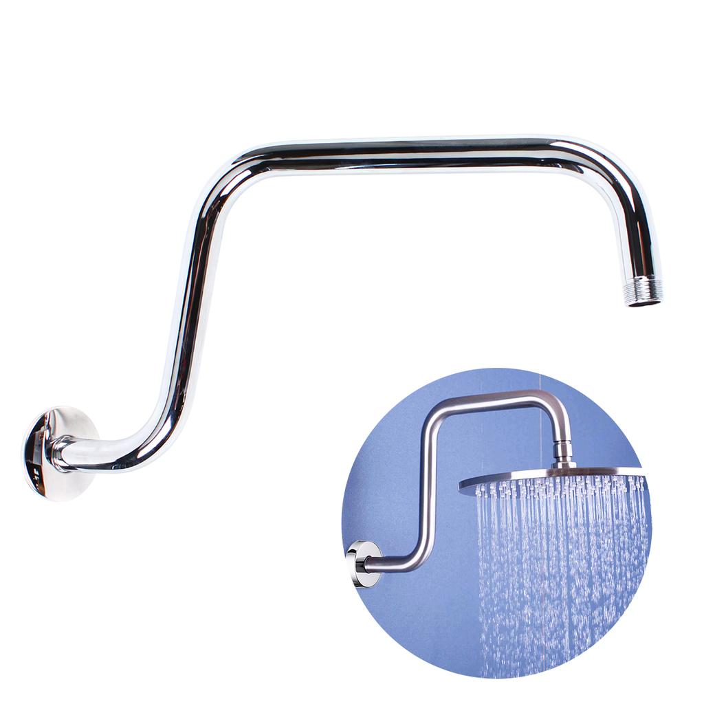 Shower Head Extension Arm S Shaped High Arc Gooseneck Long Shower Extender Pipe Stainless Wall Mounted Shower Head Extension Arm