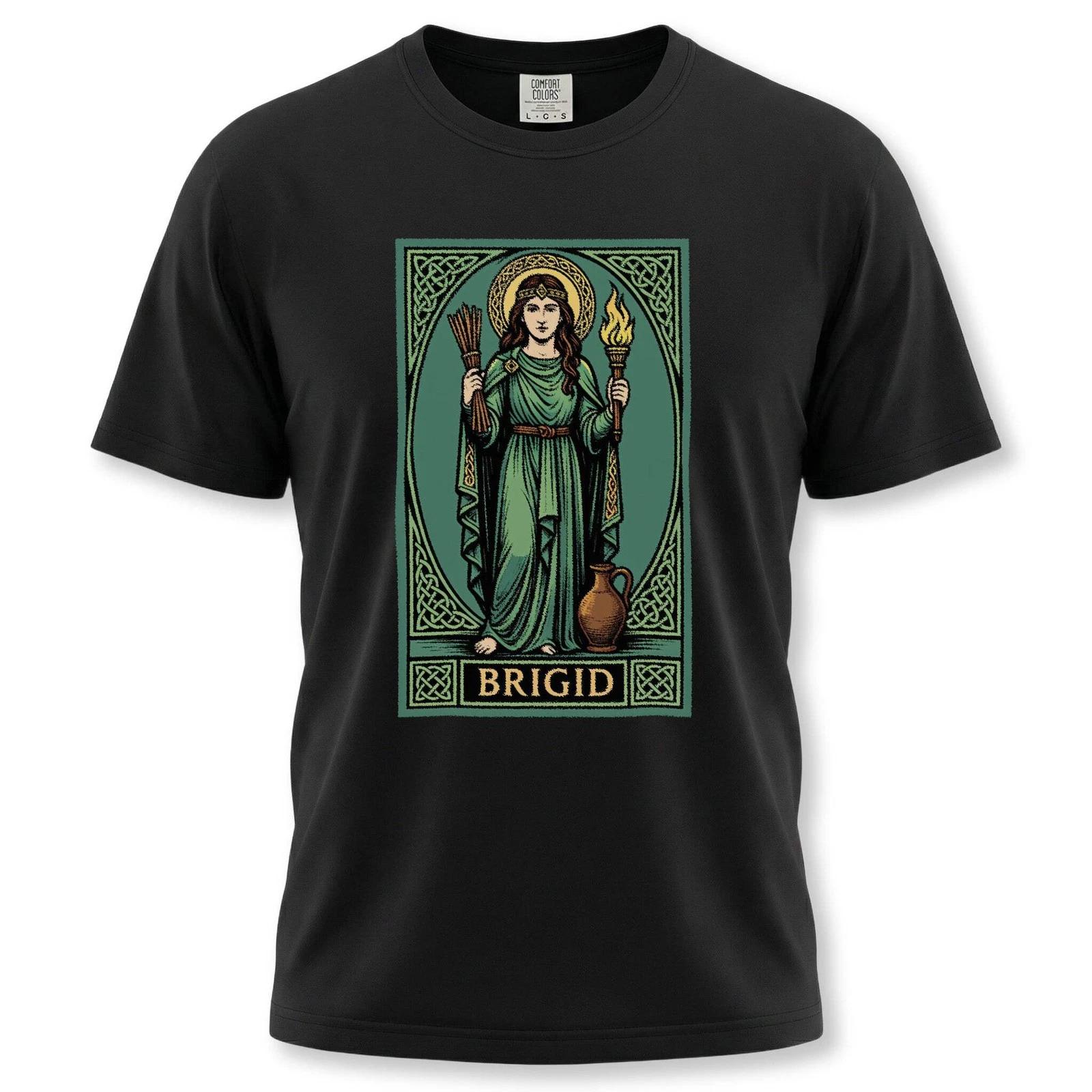 Brigid Celtic Goddess T-Shirt | Irish Mythology Fire & Knotwork Unisex Tee L
