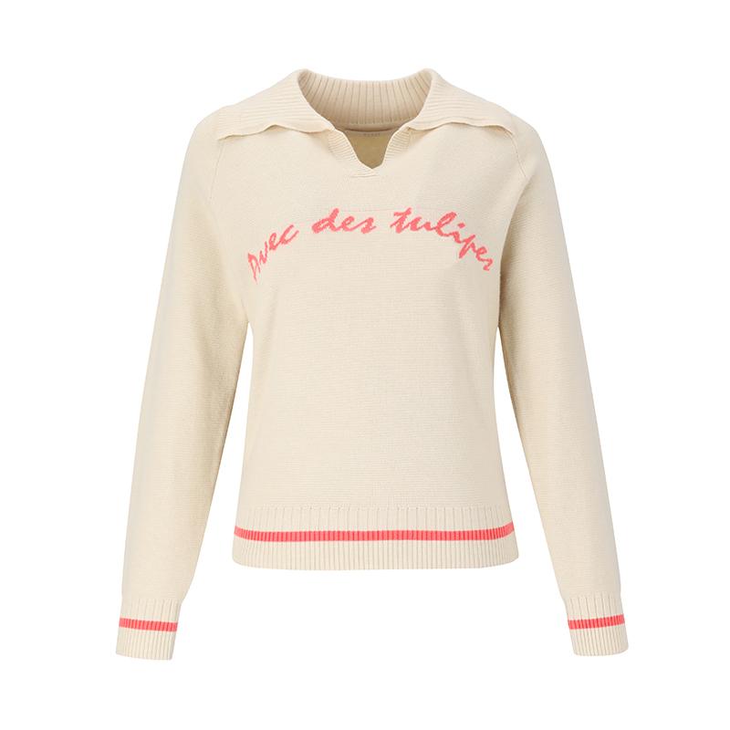 VISITINNEWYORK Open Collar Line Point Lettering Knit (Vz3Lk10)