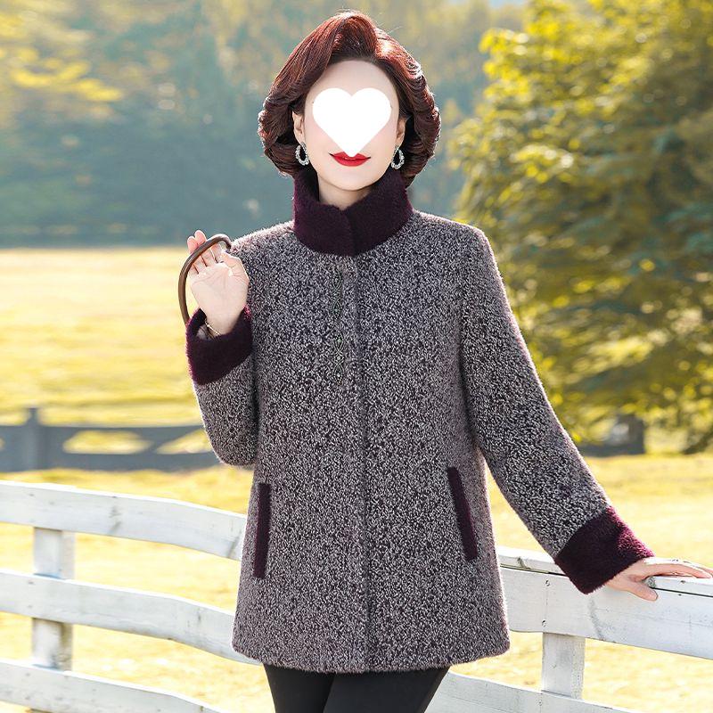 

Mom s Cozy Winter Plus Velvet Wool Coat: Stylish Warm Cardigan for Middle-Aged & Elderly Women XL 90-105 jin чёрный