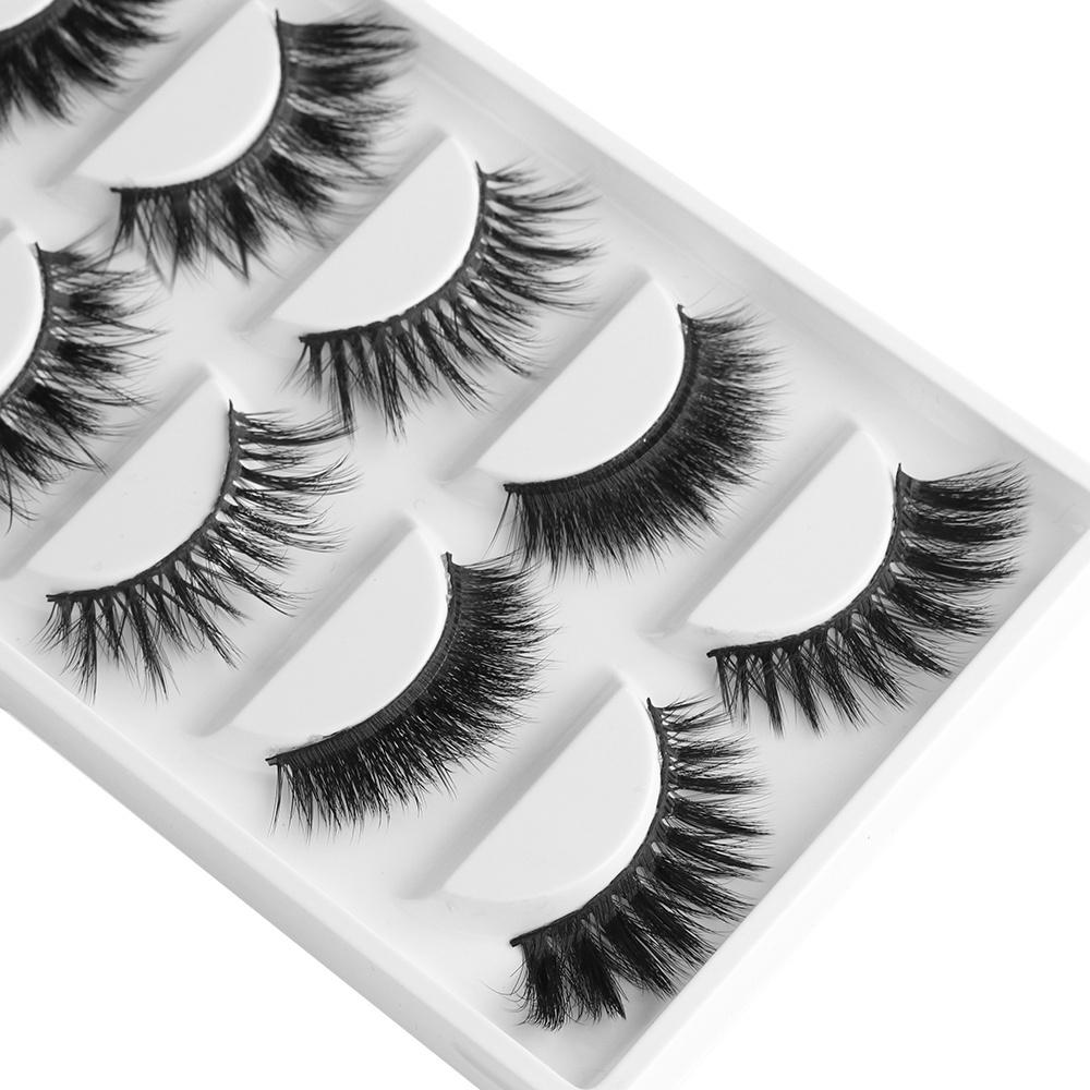 5 Pairs 3D Messy Women Mink False Eyelashes Multipack Wispy Long ...