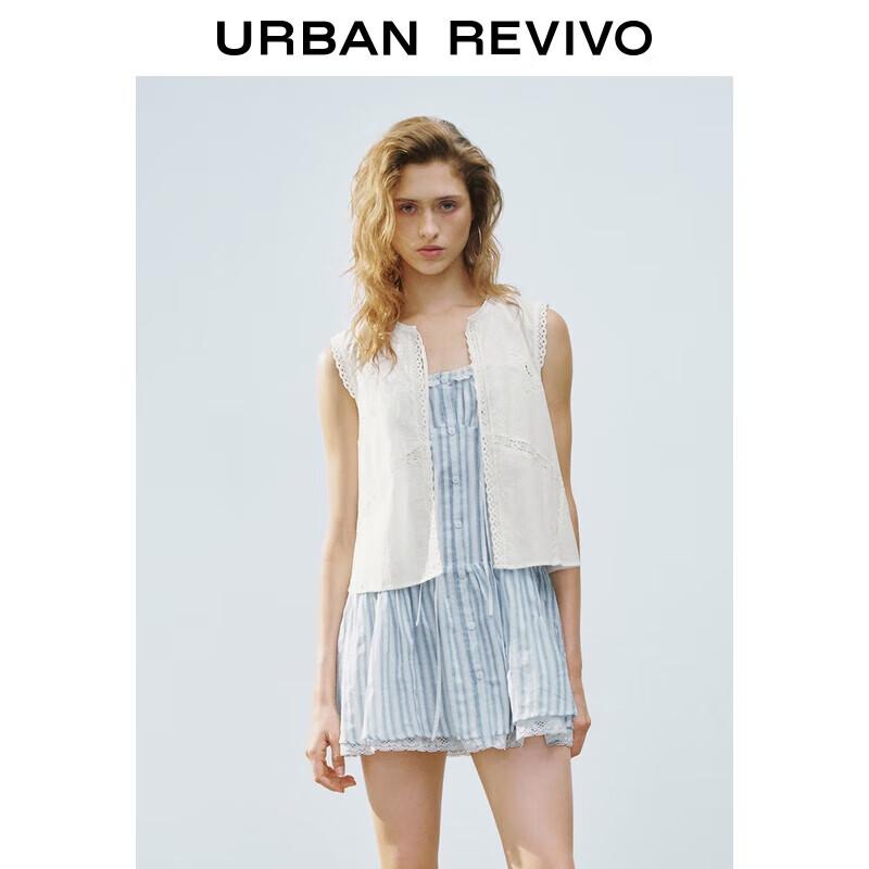 UR 2025 Summer Boho Lace Tie-Front Cardigan Shirt XS