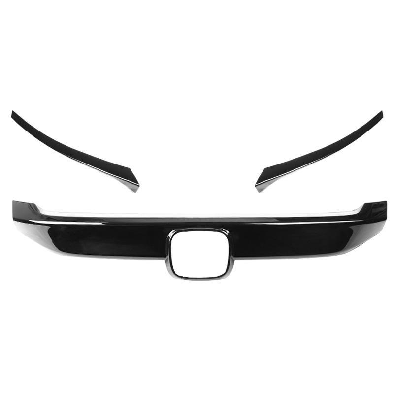 Honda Civic 10th Gen Carbon Fiber Texture Grille Frame Decorative Strip (Piano Black) - Engine Hood