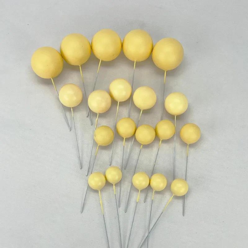 20pcs Heart Shape Cake Topper Mix Size Gold Silver Pink Love Cake Ball Valentine's Day Cupcake Flag Wedding Engagement Decor