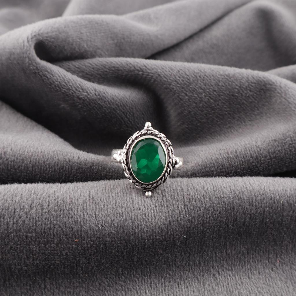 Green Onyx Gemstone Jewelry, 925 Sterling Silver Ring, Handmade Designer Jewelry, Amazing Onyx Silver Ring For Women