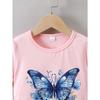 Tailles européennes Impression graphique Papillon T-shirts Créatifs Doux & Élastique Confortable Col rond Manches courtes T-shirt Hauts d'été pour filles
