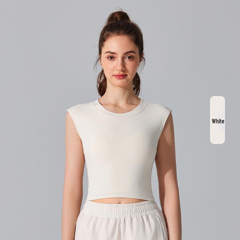 

Облегающая спортивная футболка без спины с фиксированными нагрудными вкладышами для йоги - европейский и американский летний стиль M