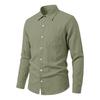 Men’s Linen Long Sleeve Shirt with Classic Turn-Down Collar and Single Chest Pocket Casual Relaxed Fit for Spring and Autumn