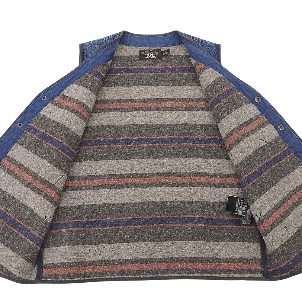 RRL Indigo Dyed Diamond Quilted Vest, Men's, Blue, Size M Best M blueUsed