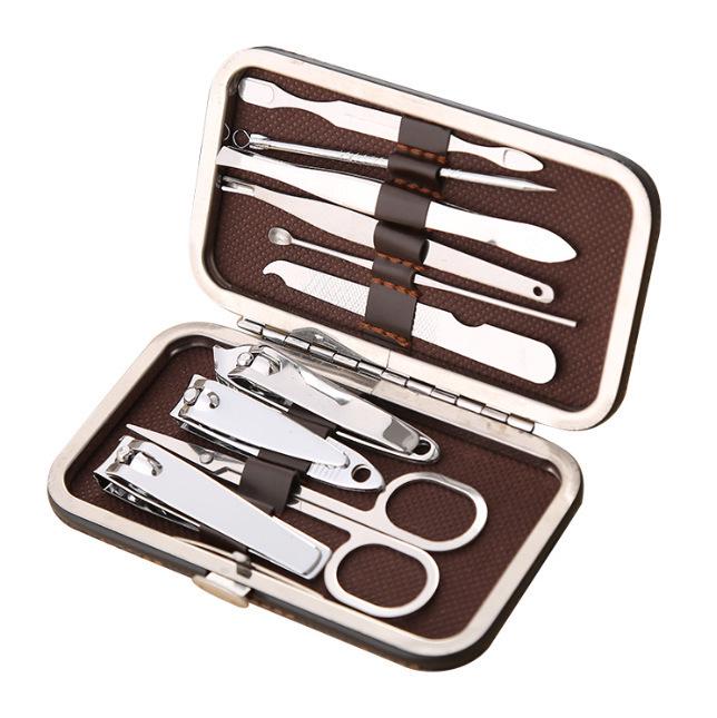 Portable 10-Piece Manicure Tool Set: Leather Box Nail Clippers and Household Beauty Kit