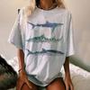 Women's Shark Print T-shirt Watercolor Style Casual Loose Fit Short Sleeve Tee