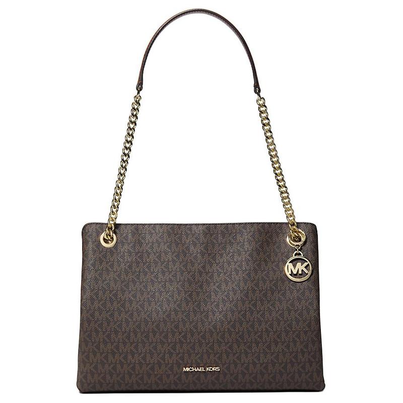 MICHAEL KORS Christina Brand Logo Design Coated Canvas Messenger Bag Shoulder Bag Medium Women s Brown