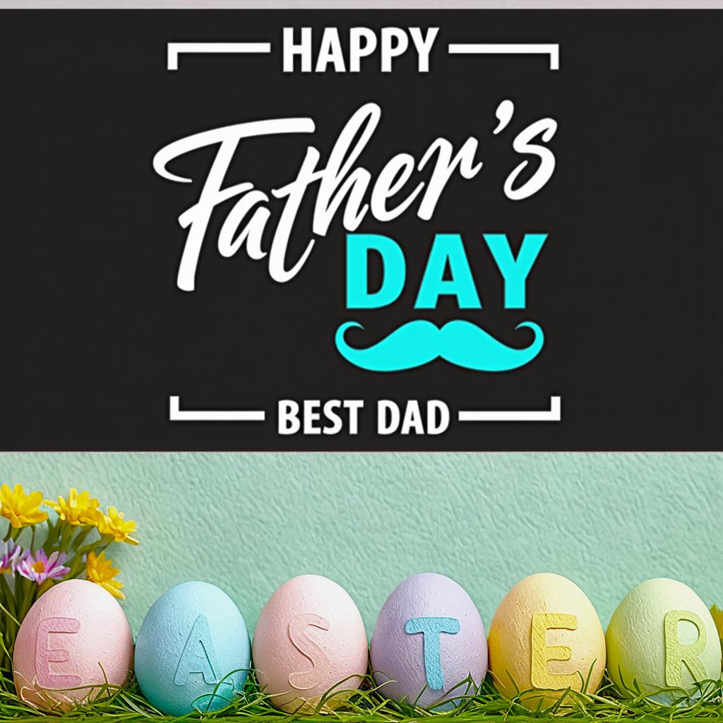 Blue Mustache Father's Day Decoration Lightweight Father's Day Banner Black Background Bold Font Holiday Decoration