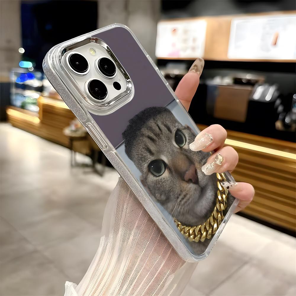 Custodia Carina Divertente Gatto Gatti Per Telefono Per Iphone 17 16 15 14 13 12 11 Pro Max Xr Air Plus Custodia in Silicone Custodia Rigida Argentata