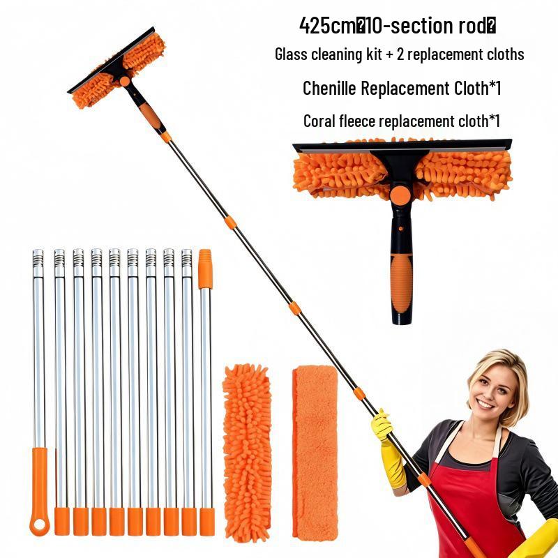 2-in-1 Double-sided High-rise Window Cleaning Squeegee and Wiper