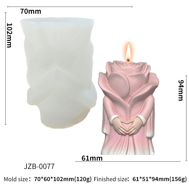 Rose Couple Silicone Mold for Wedding Valentine's Day DIY Aromatherapy Soap Candle Gypsum Epoxy Resin Craft Silicone Mold